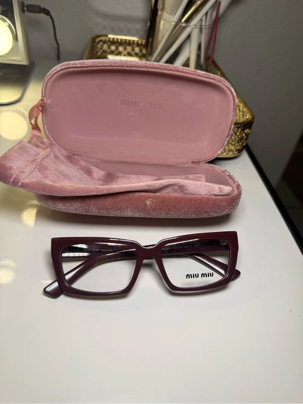 Miu Miu Burgundy Rectangular Women's Glasses
